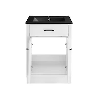 Swiss MadisonBurdon 24 in. Brown Bathroom Vanity With Black Ceramic Sink Top
