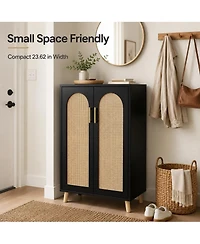 gaomon Entryway Storage Cabinet 23.6" Tall Freestanding Organizer Sideboard with Rattan Doors Adjustable Shelves for Hallway Foyer Living Room