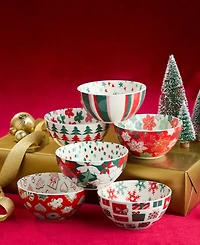 Certified International Holiday Spruce All Purpose Bowls, Set of 6