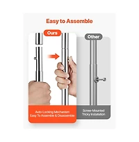 Slickblue Carbon Steel Rolling Clothing Rack with 2 Hanging Rods and 2 Storage Shelves for Home