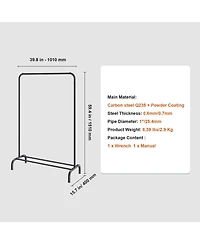 Slickblue Freestanding Clothing Rack with Hanging Rod and Storage Shelf for Bedroom and Laundry Room