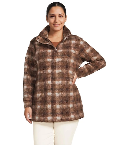 Lands' End Plus Print Boucle Fleece Coat