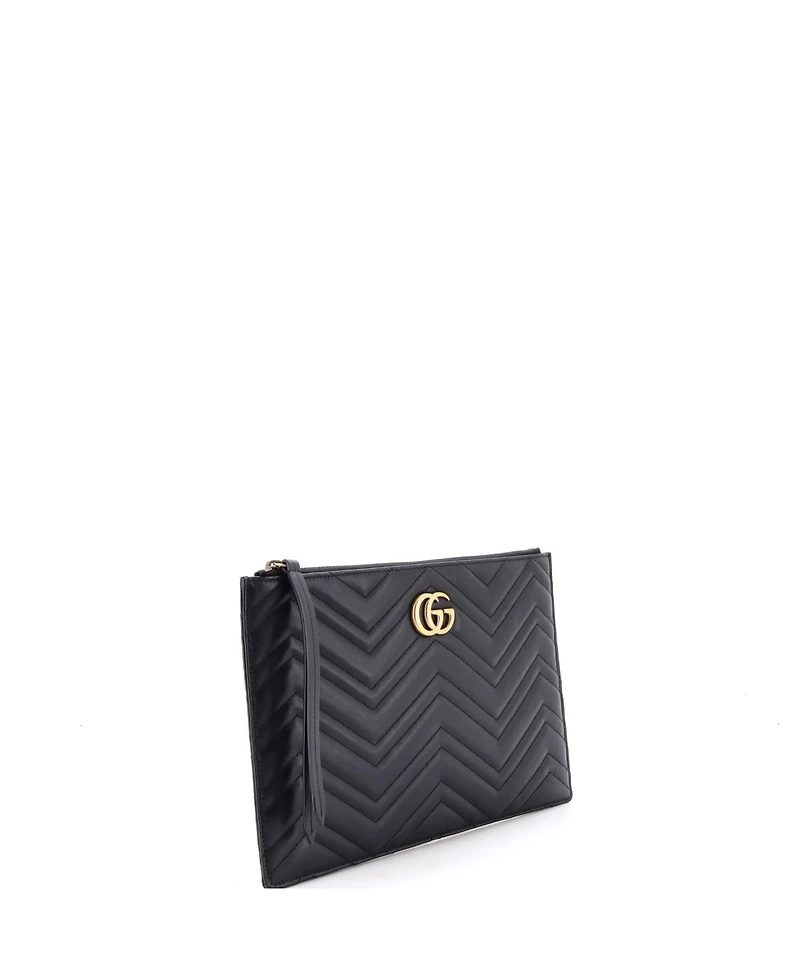 Pre-Owned Gucci Gg Marmont Pouch Matelasse Leather