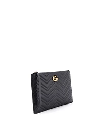 Pre-Owned Gucci Gg Marmont Pouch Matelasse Leather
