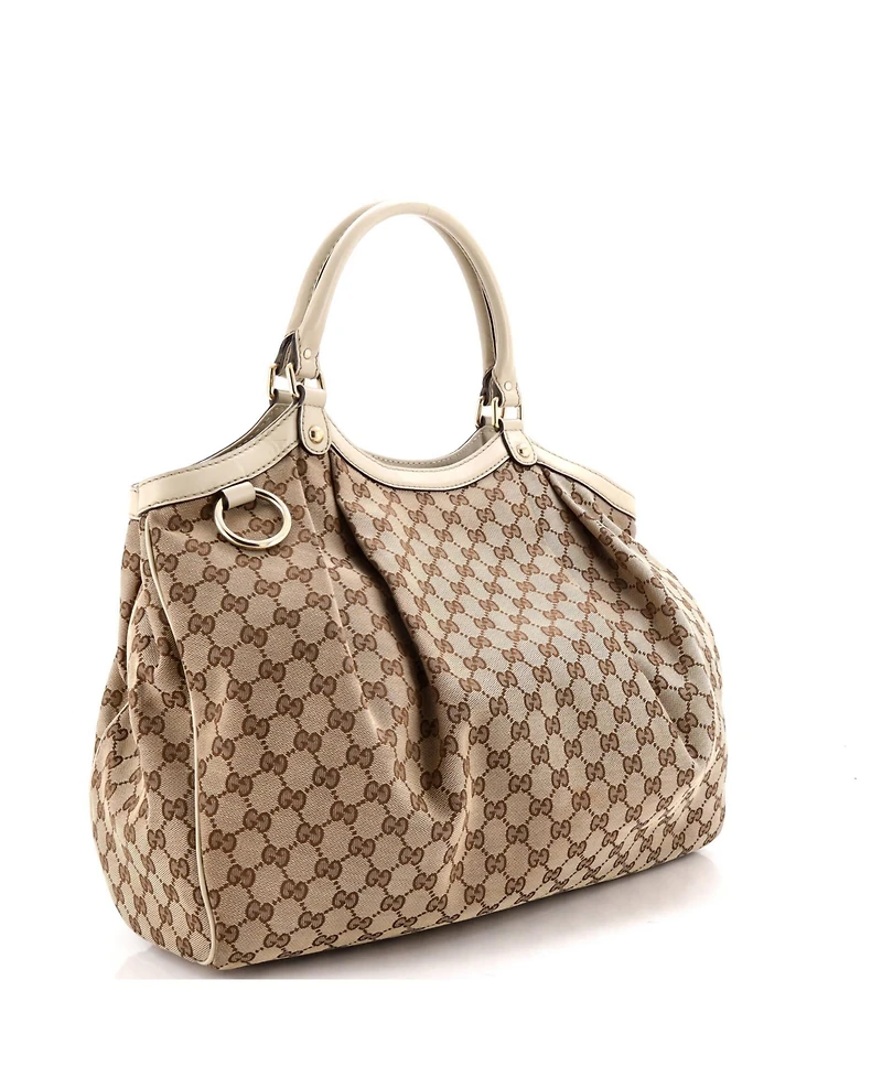 Pre-Owned Gucci Large Sukey Tote Gg Canvas with Leather