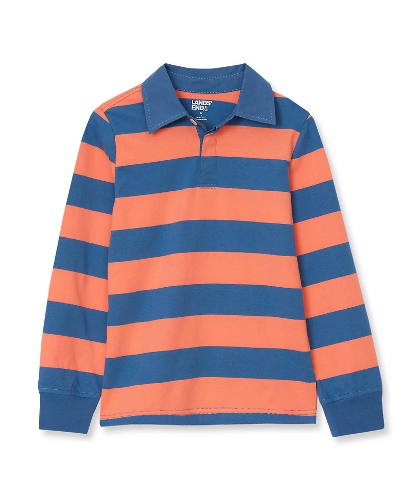 Lands' End Big Boys Husky Long Sleeve Collared Rugby Shirt