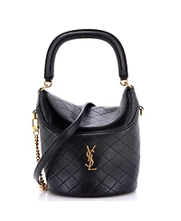 Pre-Owned Saint Laurent Mini Gaby Chain Bucket Bag Quilted Leather