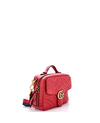 Pre-Owned Gucci Small Gg Marmont Zip Around Camera Bag Matelasse Leather