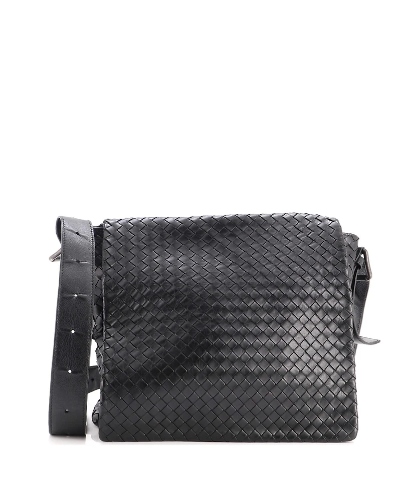 Pre-Owned Bottega Veneta Medium Square Flap Messenger Bag Intrecciato Nappa