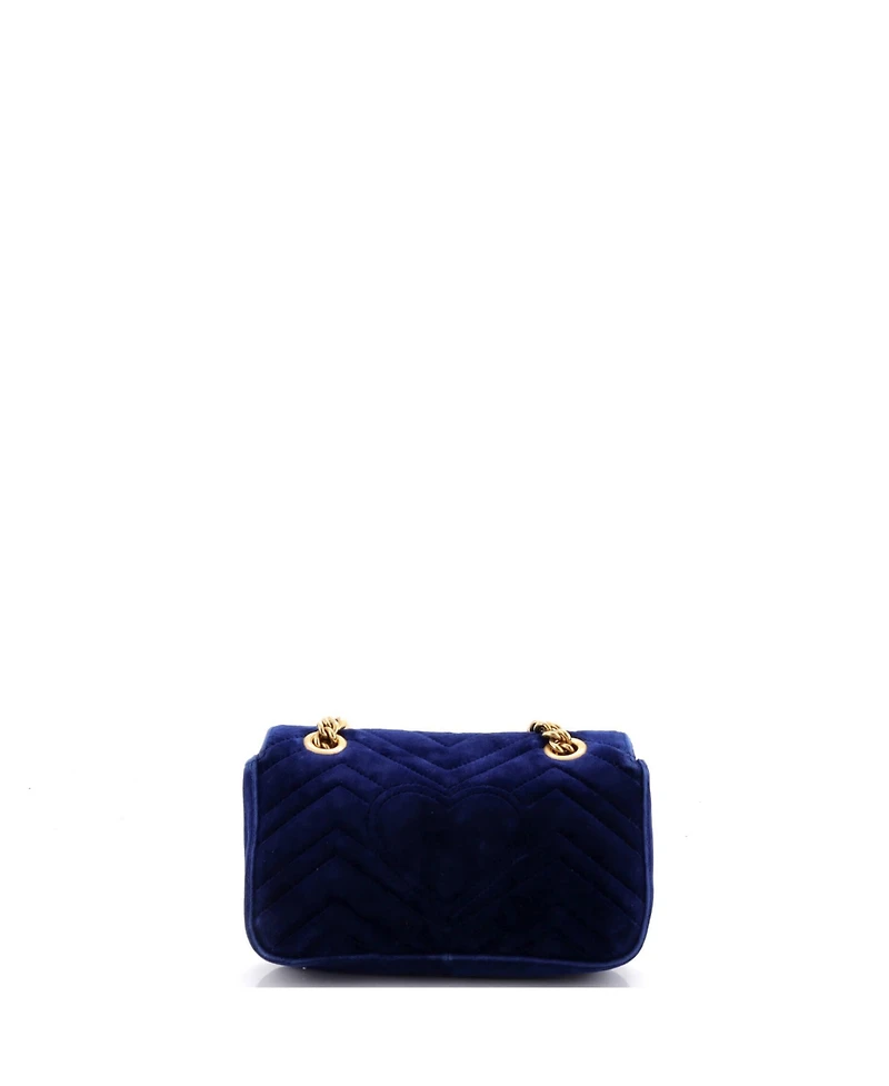 Pre-Owned Gucci Mini Gg Marmont Flap Bag Matelasse Velvet