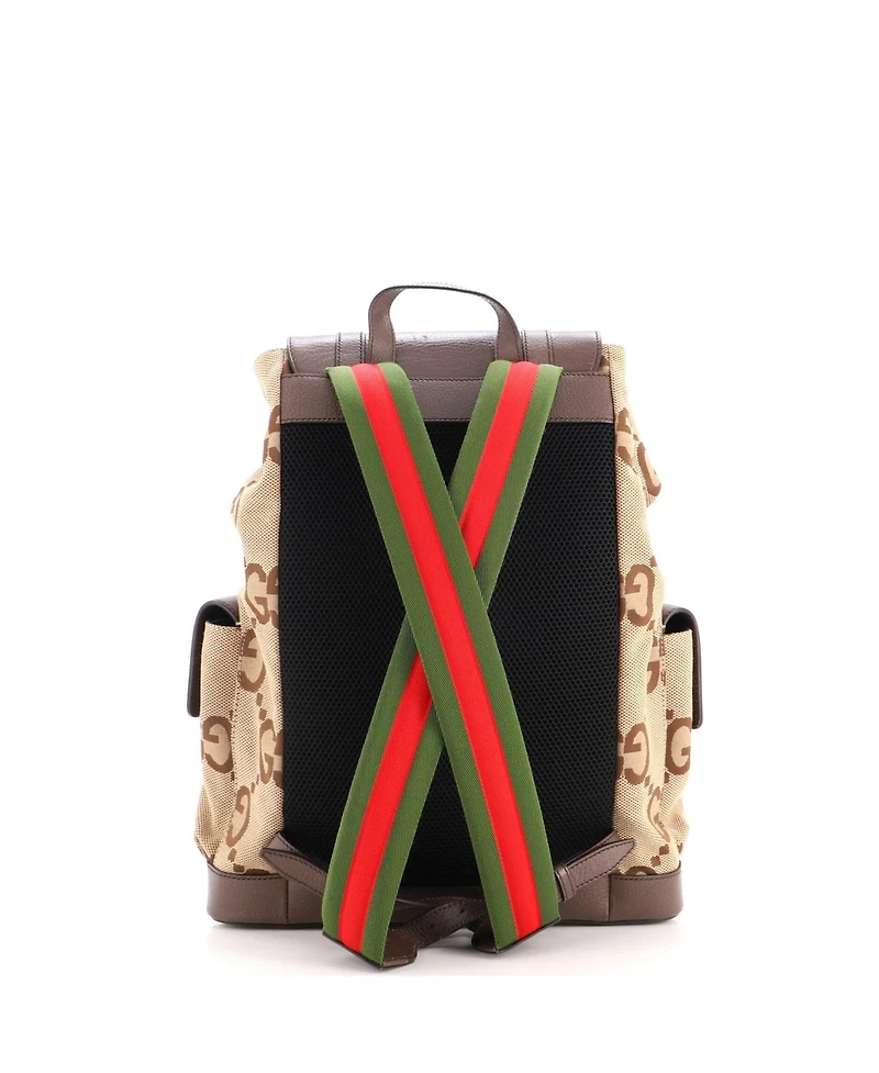 Pre-Owned Gucci Large Double Pocket Belt Backpack Jumbo Gg Canvas and Leather