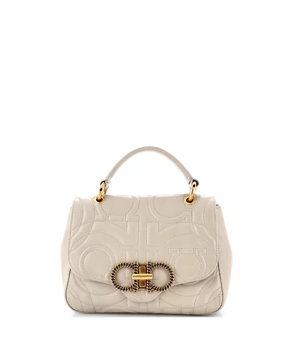 Pre-Owned Salvatore Ferragamo Medium Gancini Turnlock Top Handle Bag Gancini Quilted Leather