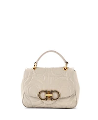 Pre-Owned Salvatore Ferragamo Medium Gancini Turnlock Top Handle Bag Gancini Quilted Leather