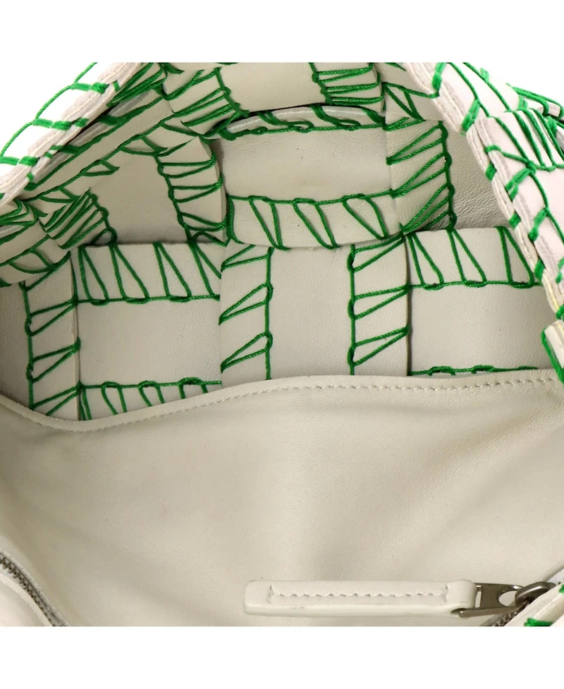 Pre-Owned Bottega Veneta Medium Cassette Crossbody Bag Baseball Stitch Maxi Intrecciato Leather