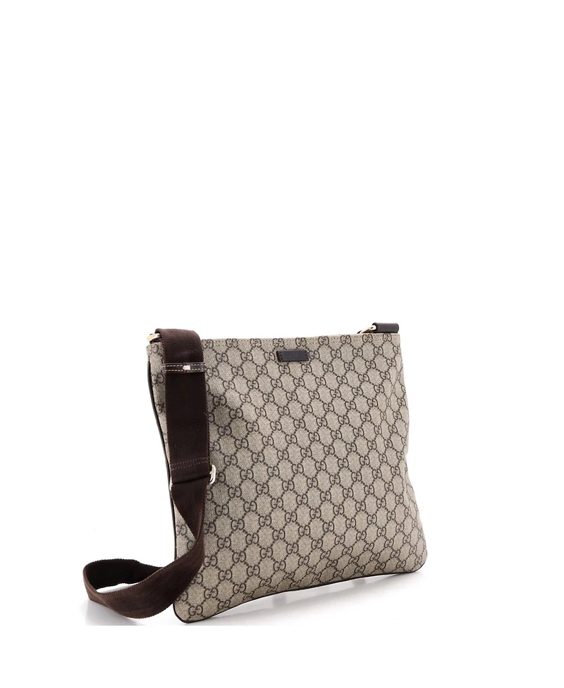 Pre-Owned Gucci Large Zip Top Messenger Bag Gg Coated Canvas