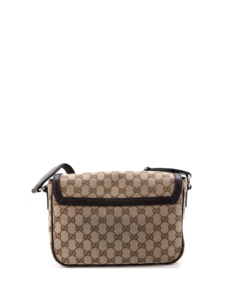 Pre-Owned Gucci Small Flap Messenger Bag Gg Canvas