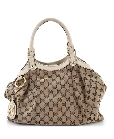Pre-Owned Gucci Medium Sukey Tote Gg Canvas with Leather