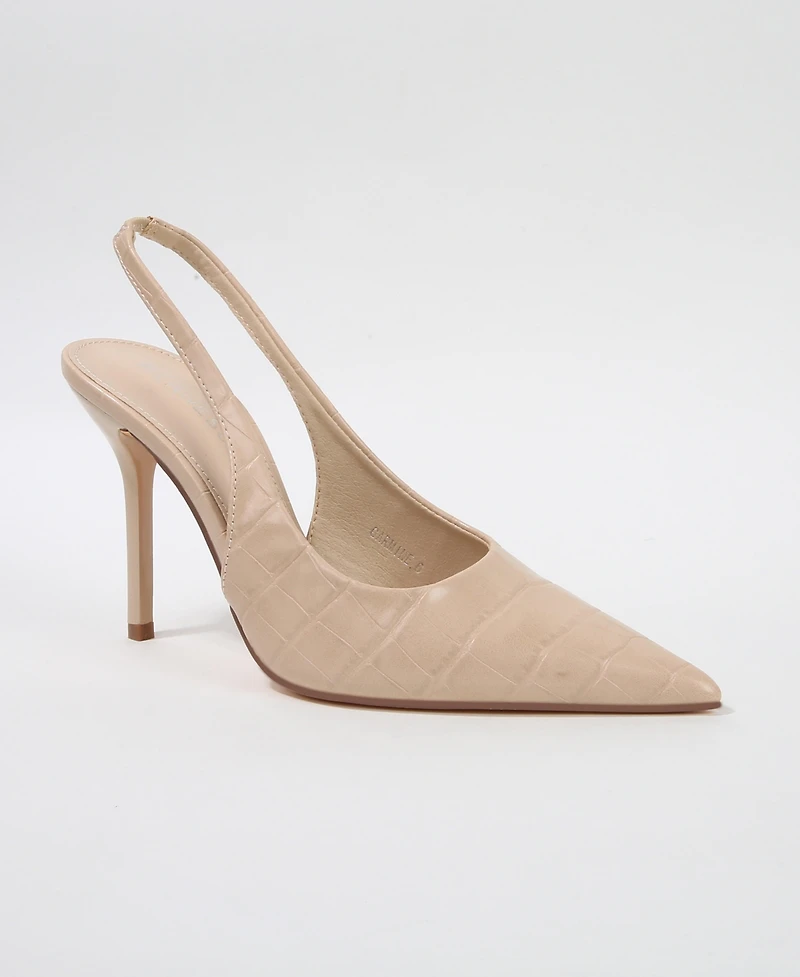 Berness Carmine Croco-Embossed Slingback Stiletto Pumps