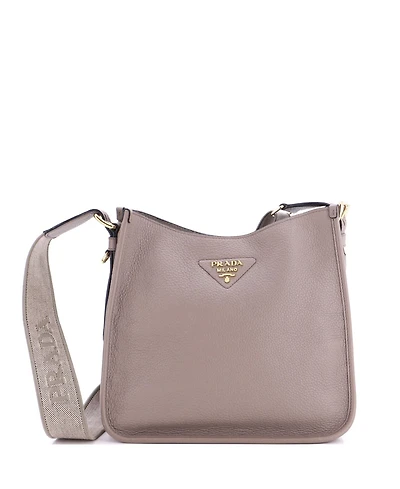 Pre-Owned Prada Medium Logo Strap Hobo Leather