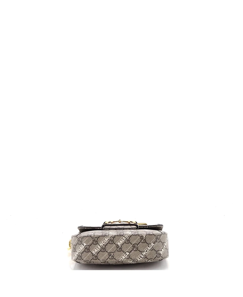 Pre-Owned Gucci Mini x Balenciaga The Hacker Project Horsebit 1955 Shoulder Bag Gg Coated Canvas