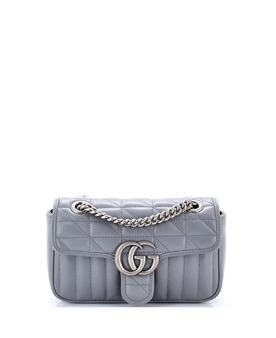 Pre-Owned Gucci Mini Gg Marmont Flap Bag Mixed Matelasse Leather