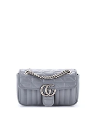Pre-Owned Gucci Mini Gg Marmont Flap Bag Mixed Matelasse Leather