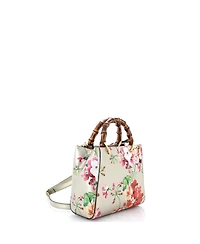 Pre-Owned Gucci Mini Bamboo Shopper Tote Blooms Print Leather