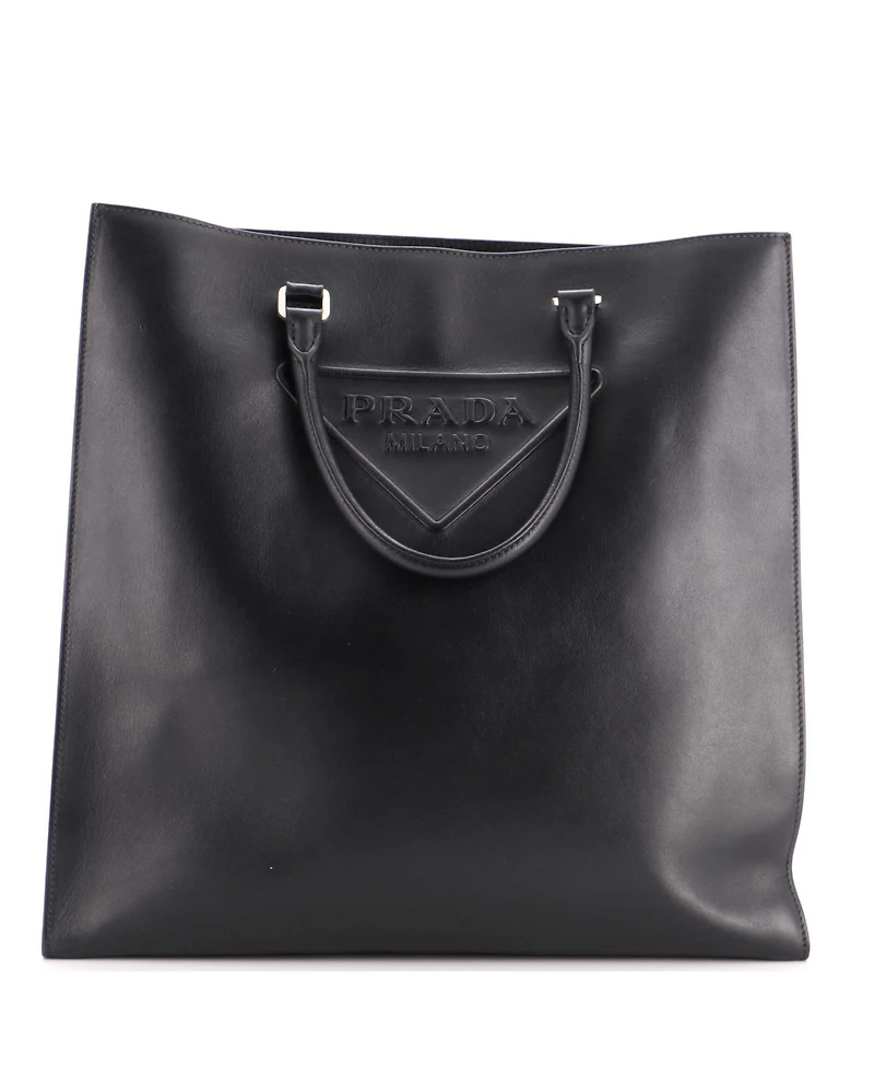 Pre-Owned Prada Large Triangle Logo Convertible Open Tote Leather