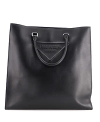 Pre-Owned Prada Large Triangle Logo Convertible Open Tote Leather
