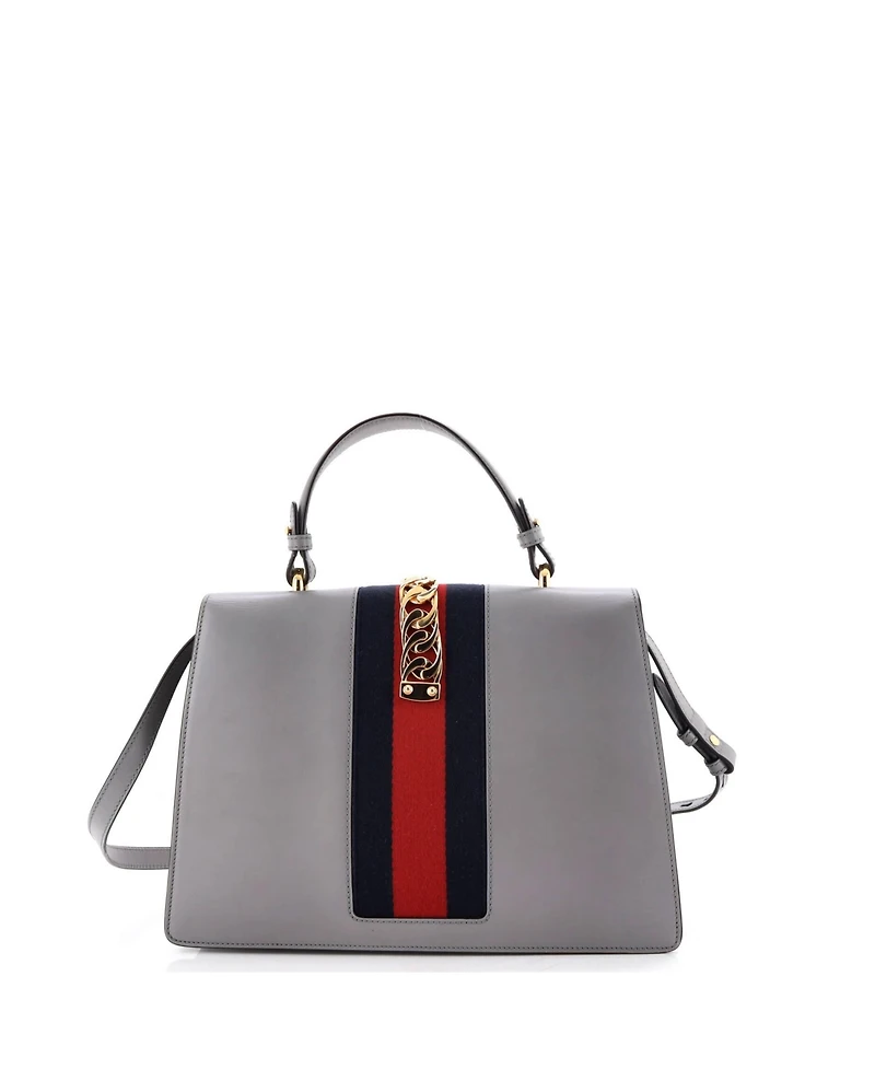Pre-Owned Gucci Medium Sylvie Top Handle Bag Embroidered Leather