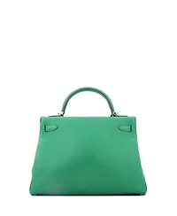 Pre-Owned Hermes Kelly 32 Handbag Green Evercolor with Gold Hardware