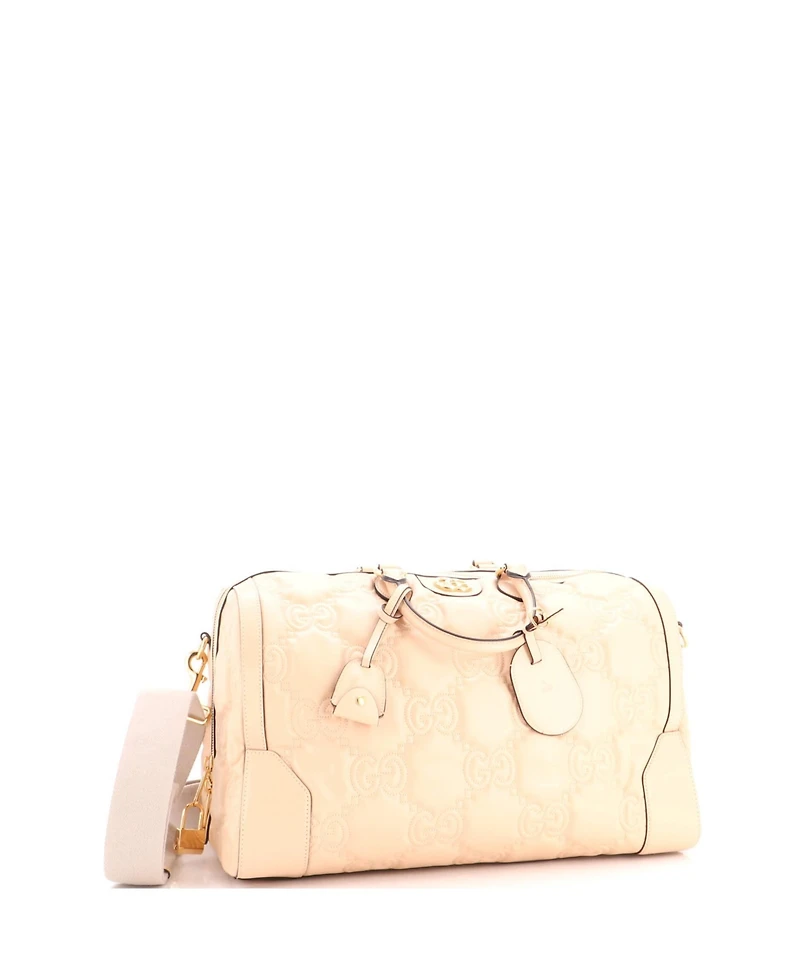 Pre-Owned Gucci Medium Convertible Boston Top Handle Bag Gg Matelasse Leather