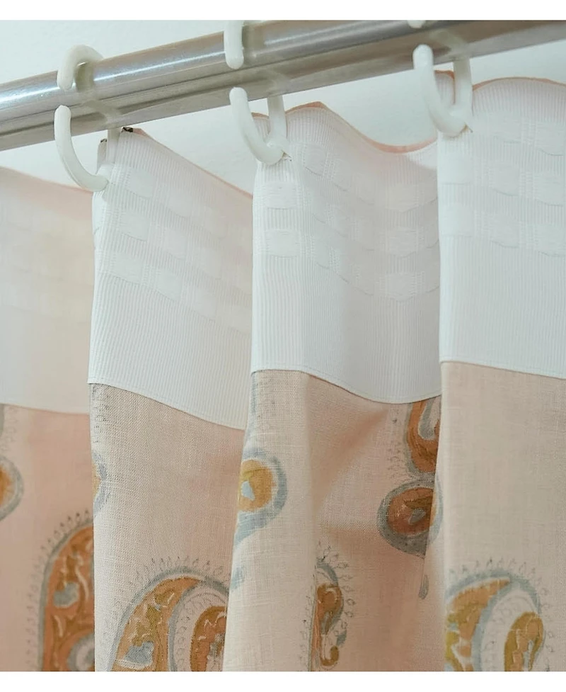 Fabdivine Namokar Handmade Floral Block Print Linen Curtain