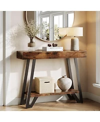 Slickblue Industrial 2-Tier Console Table with Geometric Metal Frame