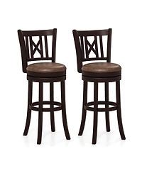 Sugift Set of 2 30 Inch Swivel Bar Stools with Hollowed Backrest and Footrest