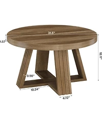 Tribesigns 31.5" Round Coffee Table with Cross-Shaped Frame