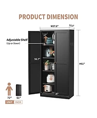 Boyel Living 110lb Shelf Steel Farmhouse Slim Tool Free Assembly Storage Cabinet