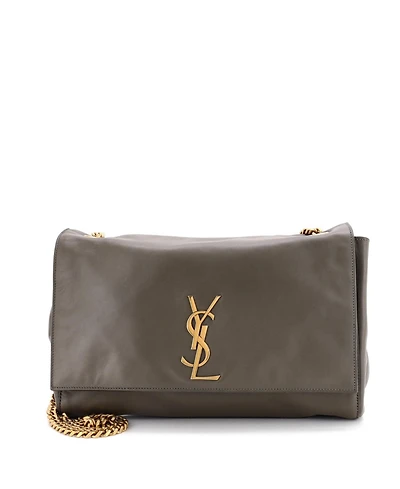 Pre-Owned Saint Laurent Medium Classic Monogram Reversible Shoulder Bag Suede and Leather