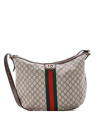 Pre-Owned Gucci Large Ophidia Half Moon Hobo Gg Coated Canvas