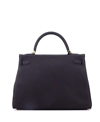 Pre-Owned Hermes Kelly 32 Handbag Black Togo with Gold Hardware
