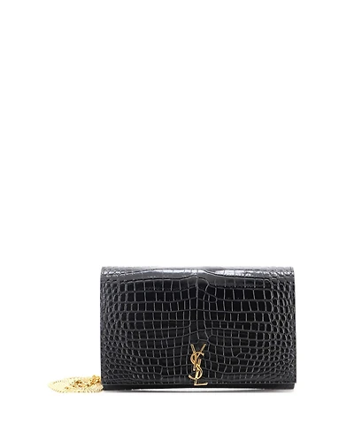 Pre-Owned Saint Laurent Classic Monogram Flap Chain Wallet Embossed Leather