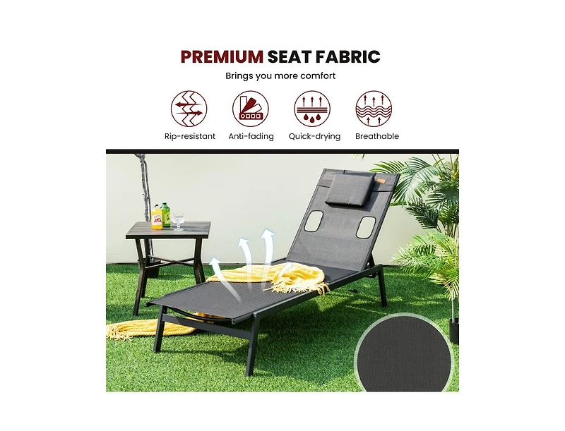 Boyel Living Patio Sunbathing Lounge Chair 5-Position Adjustable Tanning Chair