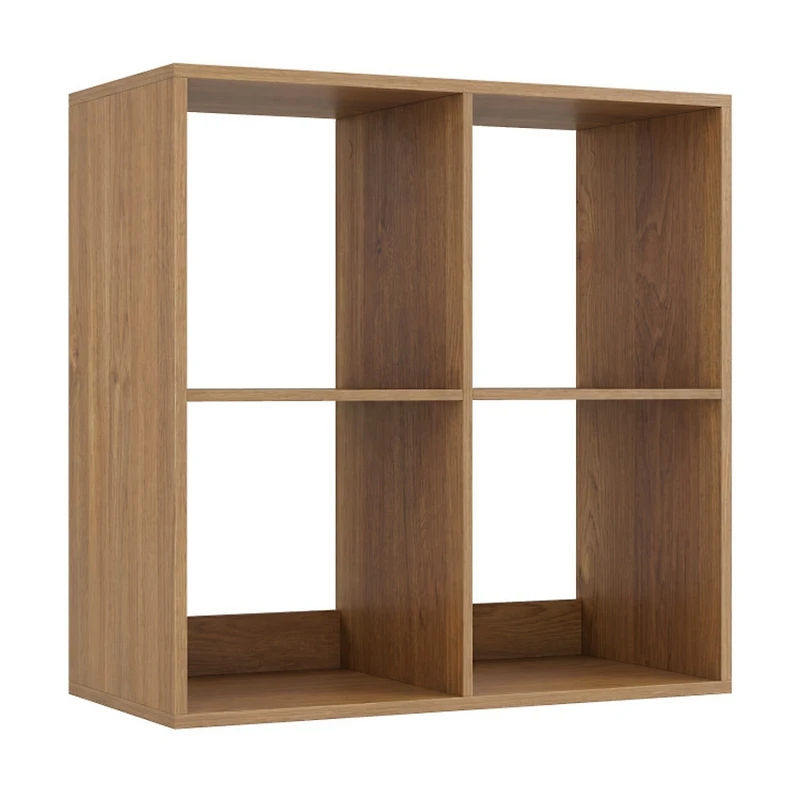 Sugift 4-Cube Bookshelf with Back Guardrail and Open Top