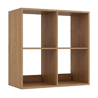 Sugift 4-Cube Bookshelf with Back Guardrail and Open Top