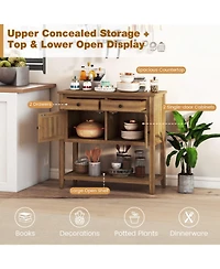 Sugift Mid-Century 36 Inch Wood Buffet Sideboard with 2 Drawers and 2 Cabinets