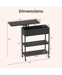 Sugift Lift Top End Table with Charging Station Hidden Compartment and Universal Wheels