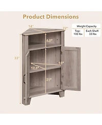 Sugift 4-Tier Corner Storage Cabinet with Open Shelf and 3-Level Adjustable Shelves