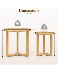 Sugift Round Nesting Coffee Table Set of 2 with Thickened Wood Tops and Tripod Legs