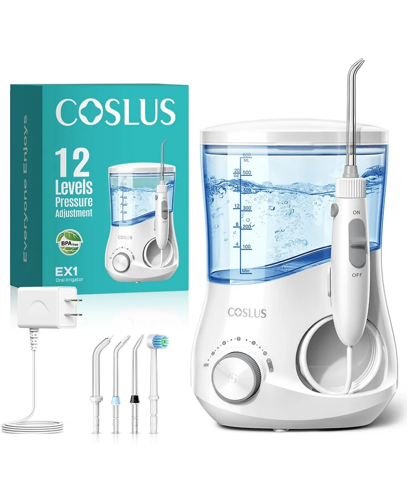 Coslus EX1 Electric Water Flosser for Teeth: Professional Dental Pick for Orthodontic, Sensitive Gums, Braces