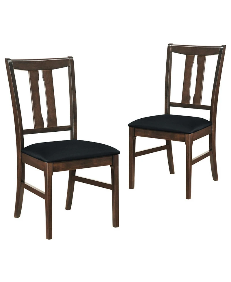 Sugift Set of 2 Wooden Dining Chairs with 20 Inch High Curved Back Upholstered Seats Farmhouse Style